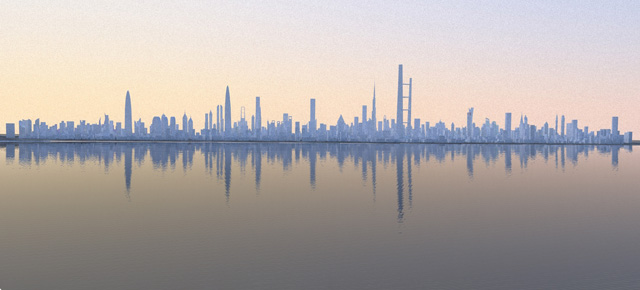 Render of the future Dubai skyline